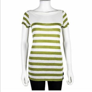 Burberry Green White Striped Shirt Tee Blouse